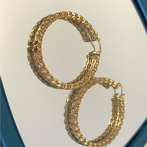 Mini Gold and Rhinestone Hoop - Picture 2 of 3